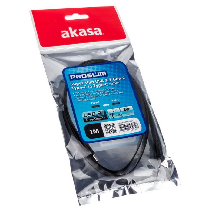 Akasa Typ C zu Typ C Adapter Kabel PROSLIM - black AK-CBUB46-10BK