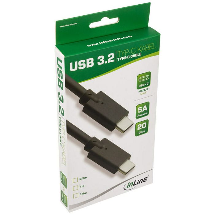 InLine USB 3.2 Gen.2 Kabel, USB Typ-C Stecker/Stecker, black - 1m 35701A