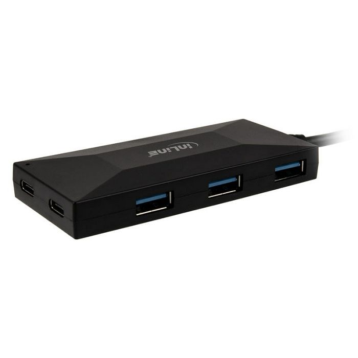 InLine USB 3.2 Gen 1 Hub, USB Type-C, 3 port Type-A, 2 port Type-C, 3A power supply - black 35398