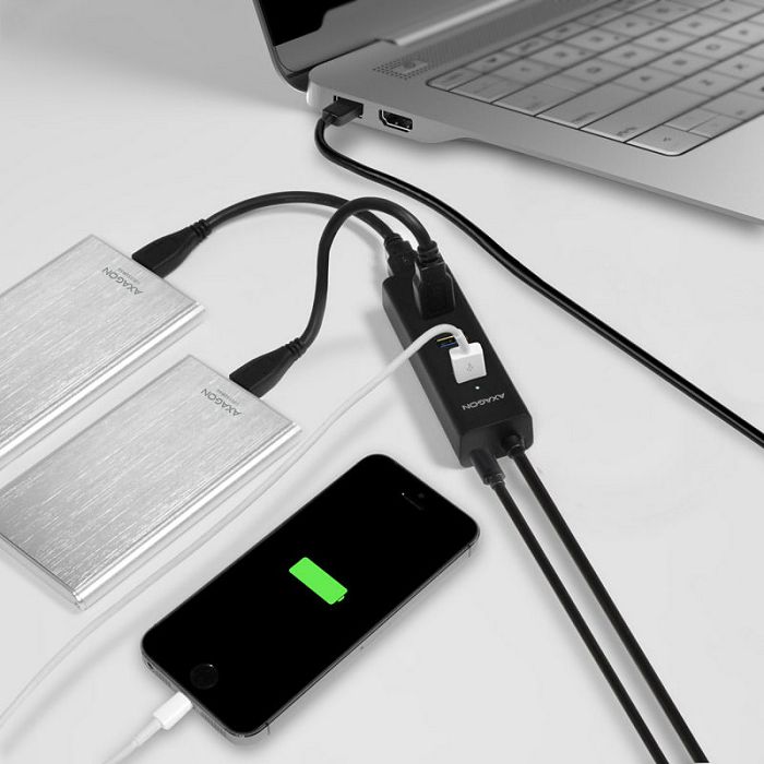 AXAGON HUE-S2BP USB-A-Hub, 4x USB 3.0, externe Stromversorgung - 1,2 m, napajanje HUE-S2BP