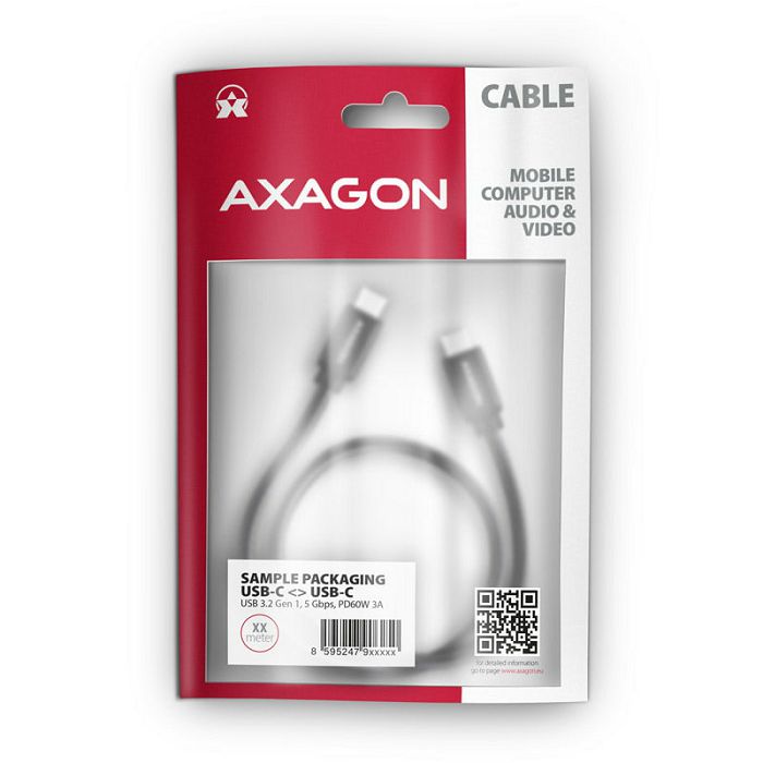 AXAGON BUCM3-CM20AB cable USB-C 3.2 Gen 1 to USB-C 3.2 Gen 1, black - 2m BUCM3-CM20AB