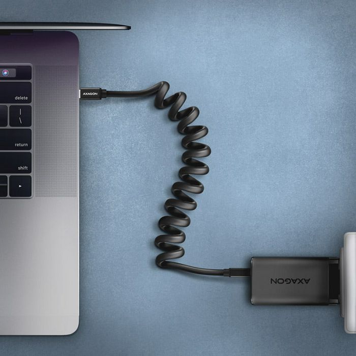 AXAGON BUCM-CM10TB Twister-Kabel, USB-C auf USB-C 2.0, black - 0,6m BUCM-CM10TB