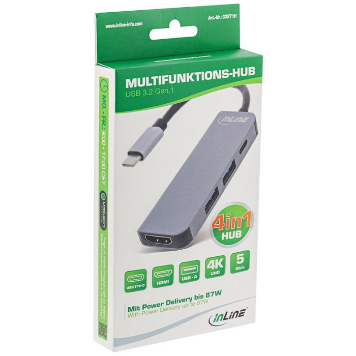 InLine Multifunktions-Hub USB 3.2, 1x USB-C, 2x USB-A, HDMI, 33271H