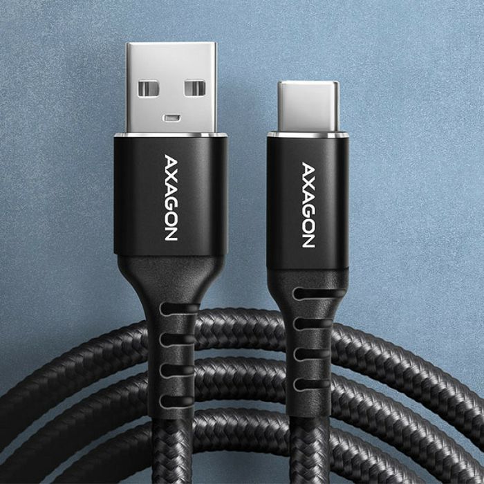 AXAGON BUCM-AM10AB USB-C zu USB-A Kabel, 1m, USB 2.0, 3A, geflochten - black BUCM-AM10AB
