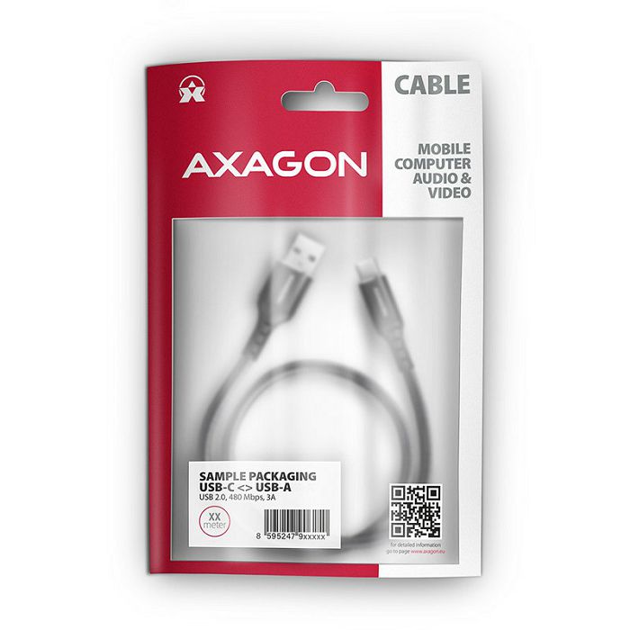 AXAGON BUCM-AM10AB USB-C zu USB-A Kabel, 1m, USB 2.0, 3A, geflochten - black BUCM-AM10AB