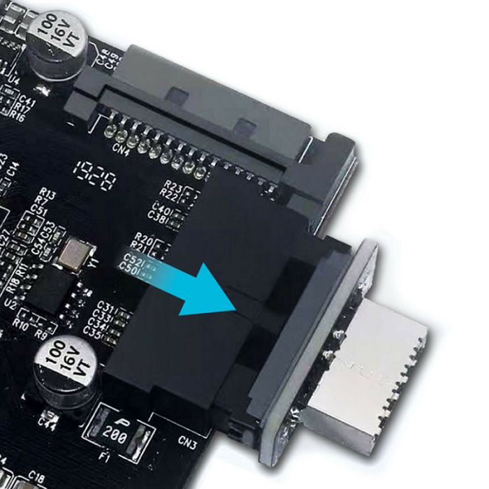 Graugear Internal 19-pin connector (USB 3.0) to USB 3.1 Type-E 20-pin Key A - 180 degrees G-AD-19TE-180