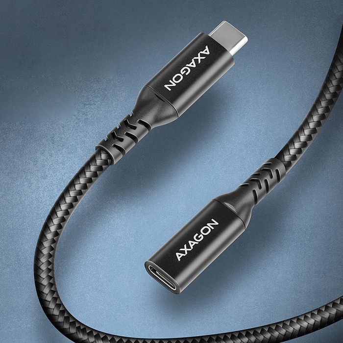 AXAGON BUCM32-CF05AB Verlängerungskabel, USB-C zu USB-C 3.2 Gen 2, 0,5 m, 20 Gbps - Aluminium BUCM32-CF05AB