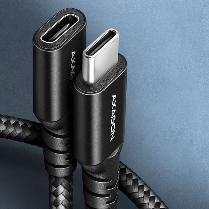 AXAGON BUCM32-CF05AB Verlängerungskabel, USB-C zu USB-C 3.2 Gen 2, 0,5 m, 20 Gbps - Aluminium BUCM32-CF05AB