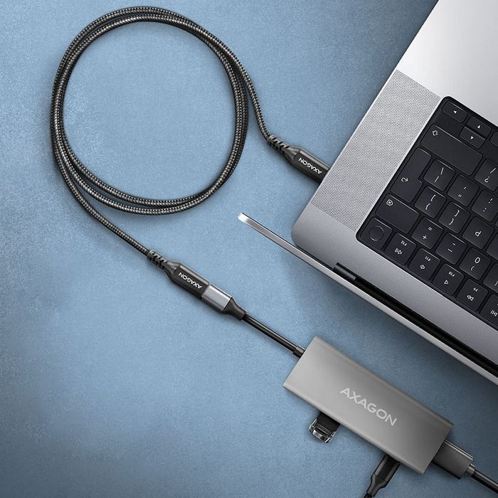 AXAGON BUCM32-CF05AB Verlängerungskabel, USB-C zu USB-C 3.2 Gen 2, 0,5 m, 20 Gbps - Aluminium BUCM32-CF05AB
