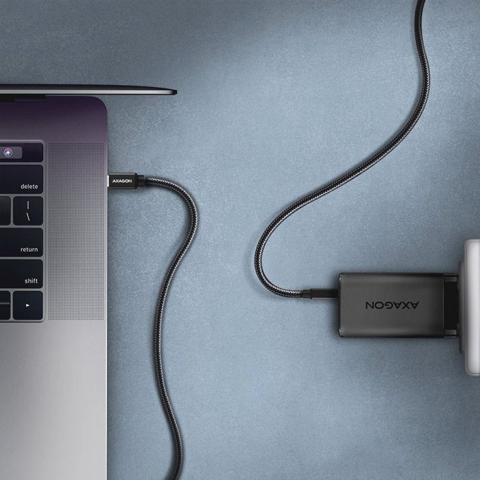AXAGON BUCM2-CM15AB Ladekabel USB-C zu USB-C 2.0, 1,5 m, PD 240 W 5 A, ALU - black BUCM2-CM15AB