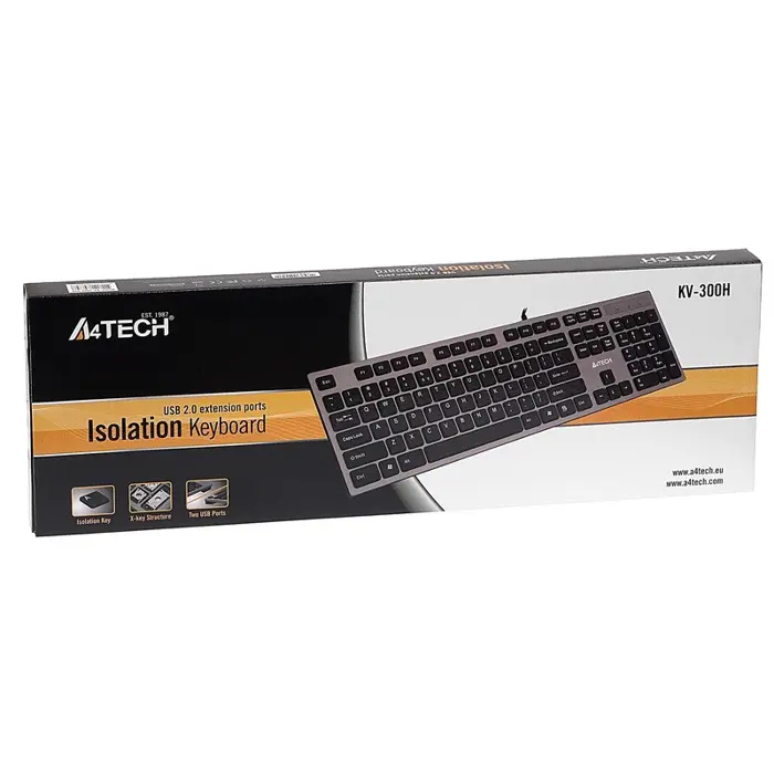 A4Tech KV-300H keyboard USB QWERTY Black, Grey
