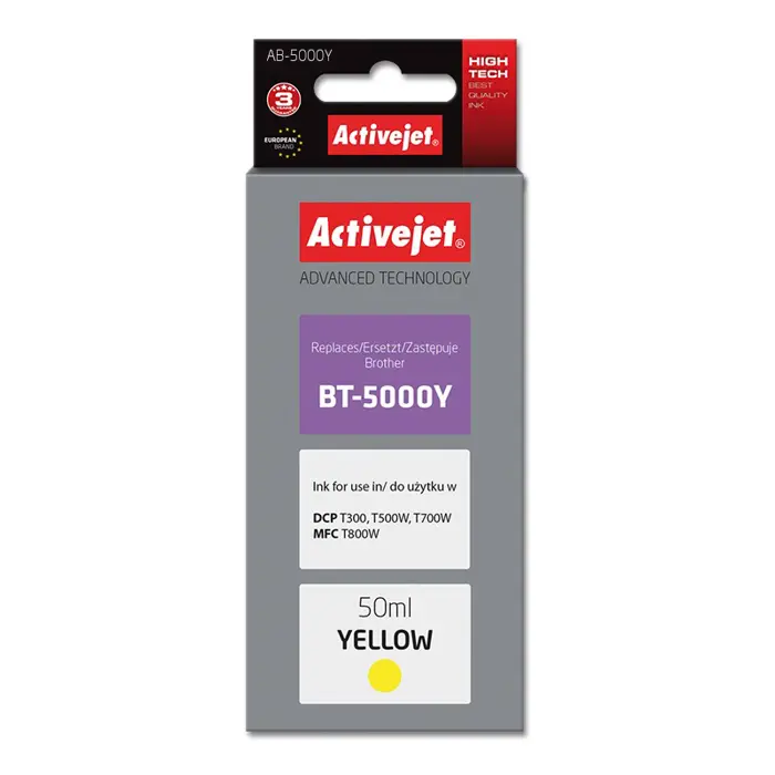 Activejet AB-5000Y Ink Bottle (replacement for Brother BT-5000Y; Supreme; 50 ml; yellow)