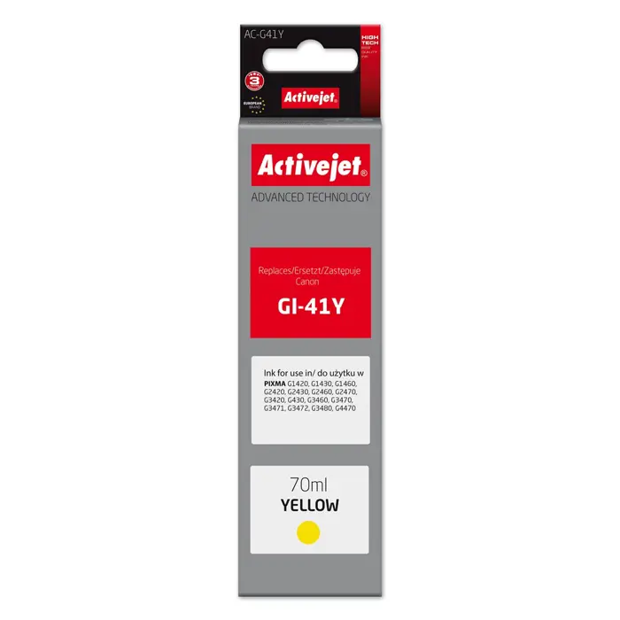 Activejet AC-G41Y Ink bottle for Canon printers, Replacement for Canon GI-41Y 4545C001; Supreme; 70 ml; yellow