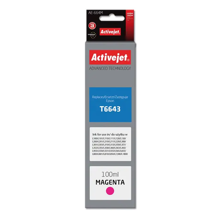 Activejet AE-664M ink (replacement for Epson T6643; Supreme; 100 ml; magenta)