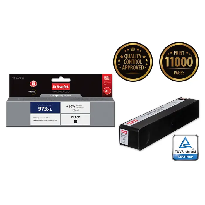 Activejet AH-973BRX ink (replacement for HP 973XL L0S07AE; Premium; 220 ml; black)