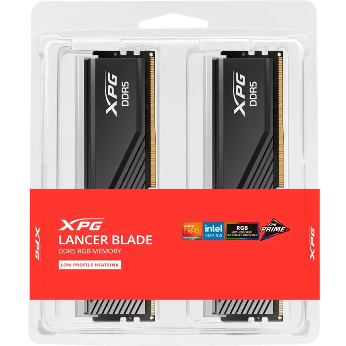 ADATA DDR5 - 32GB - 6000 - CL - 30 (2x 16 GB) dual kit, RAM (black, AX5U6000C3016G-DTLABRBK, XPG Lancer Blade RGB, INTEL XMP, AMD EXPO)