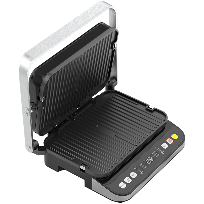 AENO Electric Grill EG5: 2000W, 2 heating modes - Lower Grill, Both Grills, 6 preset programs, Defrost, Max opening angle -180°, Temperature regulation, Timer, Removable double-sided plates, Plate s