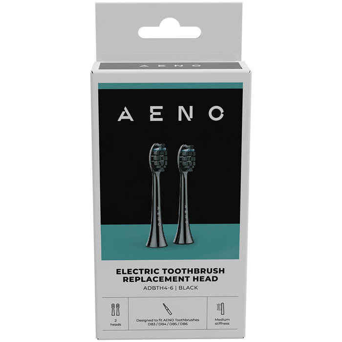 AENO Replacement toothbrush heads, Black, Dupont bristles, 2pcs in set (for ADB0004/ADB0006 and ADB0003/ADB0005)