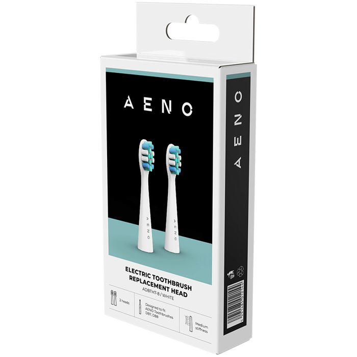 AENO Replacement toothbrush heads, White, Dupont bristles, 2pcs in set (for ADB0007/ADB0008)