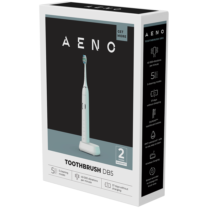 AENO Sonic Electric Toothbrush DB5: White, 5 modes, wireless charging, 40000rpm, 37 days without charging, IPX7