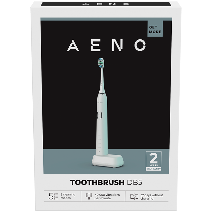 AENO Sonic Electric Toothbrush DB5: White, 5 modes, wireless charging, 40000rpm, 37 days without charging, IPX7