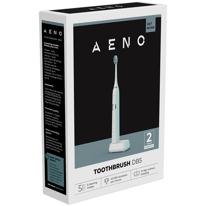 AENO Sonic Electric Toothbrush DB5: White, 5 modes, wireless charging, 40000rpm, 37 days without charging, IPX7