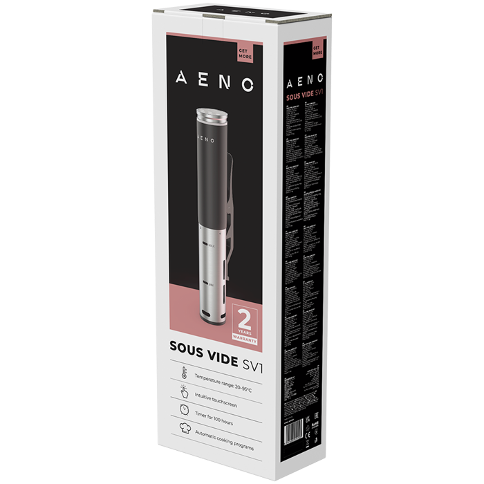 AENO Sous Vide SV1: 1200W, 4 Automatic programs, Temperature adjustment, Timer, Touch screen, LCD-display, IPX7 Water Proof