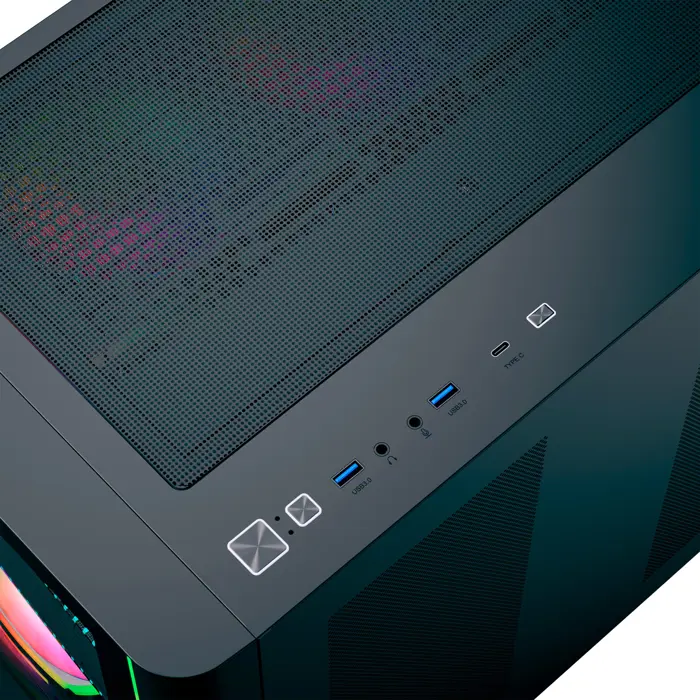 Aerocool P500C EVO-G-BK-v1, tower case Black, Tempered Glass x 2