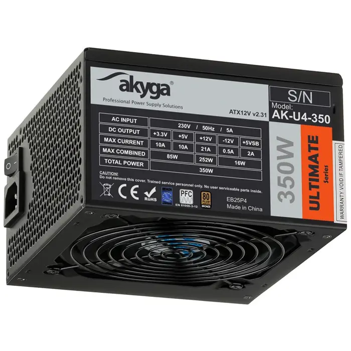 Akyga AK-U4-350 power supply unit 350 W 20+4 pin ATX ATX Black