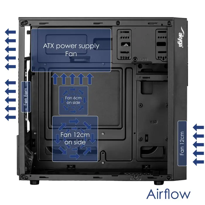 Akyga Obudowa Micro ATX AK19BK USB-C + USB 3.0 + 2x USB 2.0 czarna bez PSu Micro Tower Black