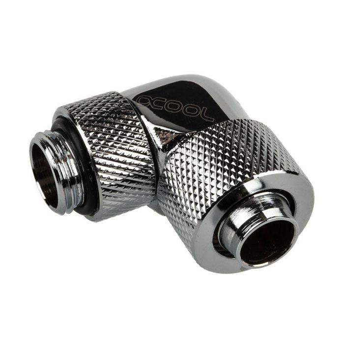 Alphacool icicle connection 90 degrees G1/4 inch AG to 13/10mm - rotatable, chrome silver
