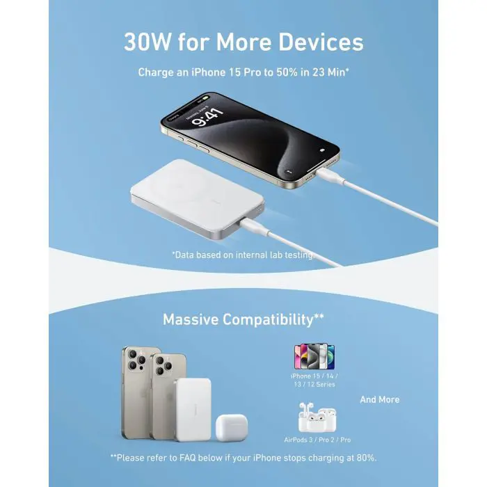Anker MagGo 10K Slim wireless powerbank, white