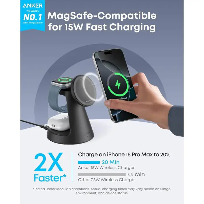 Anker Maggo wireless charging stand 3V1, black