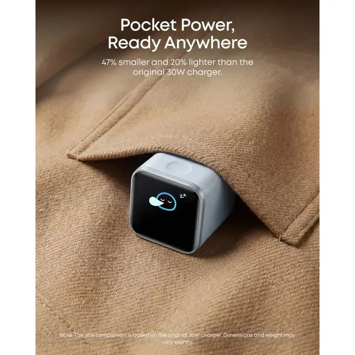 Anker Nano 45W Charger, Smart Display, Blue