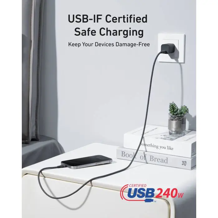 Anker pleteni USB-C na USB-C kabel 240 W, 0,9m, črn