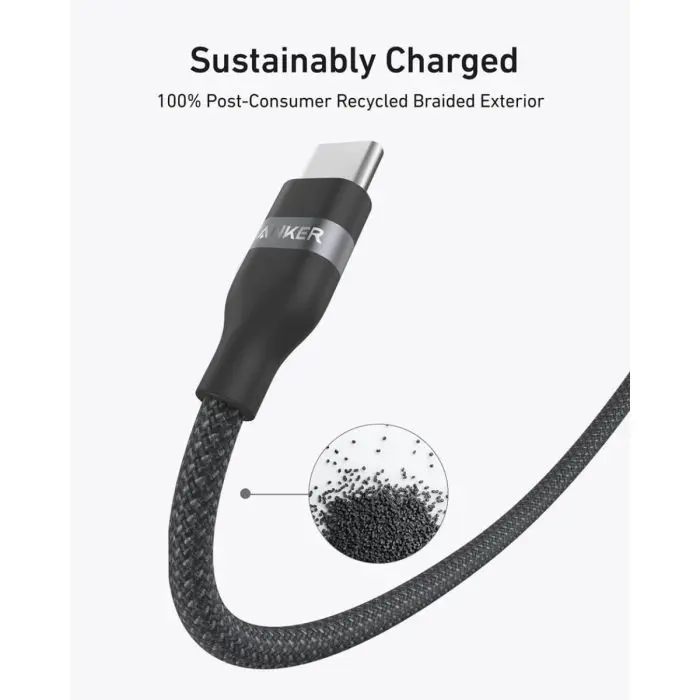 Anker pleteni USB-C na USB-C kabel 240 W, 0,9m, črn