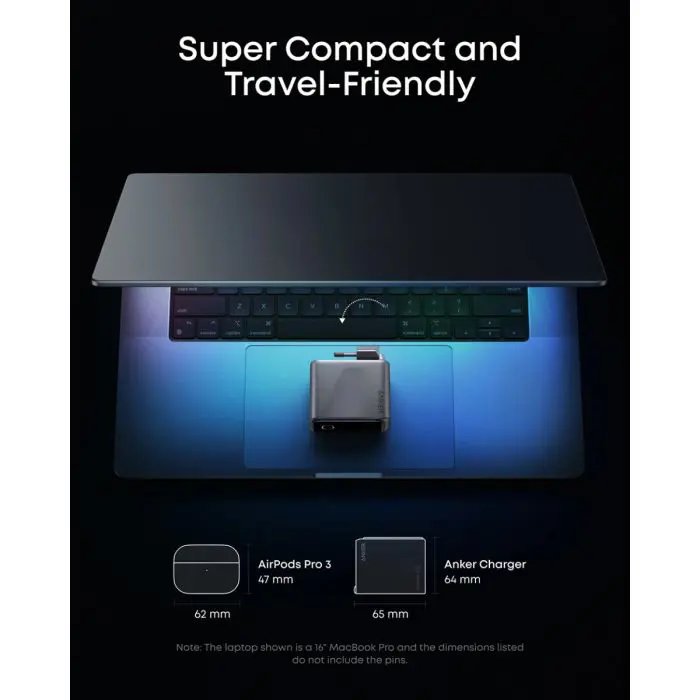 Anker Prime 100 W GaN 3-port charger, smart display, black