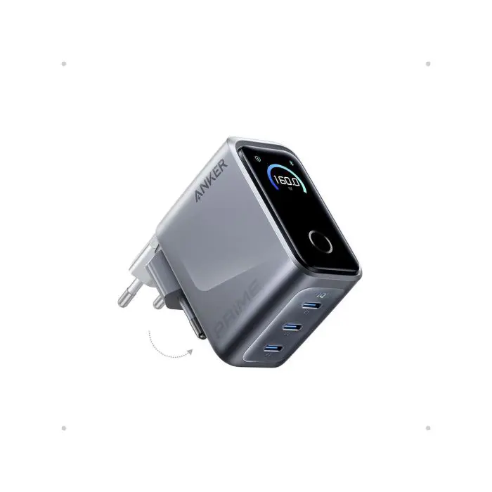 Anker Prime 100 W GaN 3-port charger, smart display, black