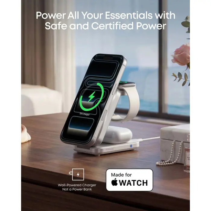 Anker Prime 3-in-1 Wireless Charging Station, White