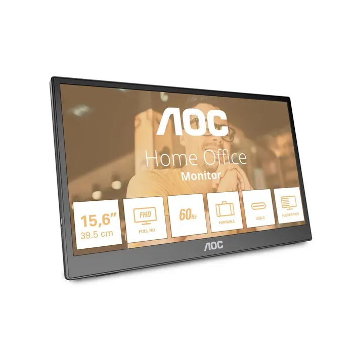 AOC 16T3EA portable TV/monitor Black 39.6 cm (15.6") 1920 x 1080 pixels