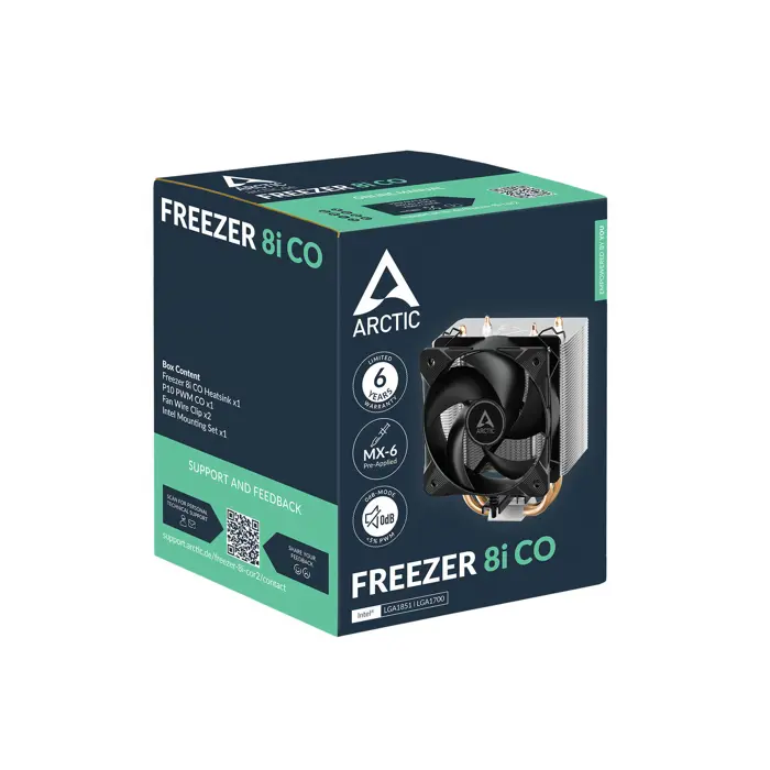 Arctic Freezer 8i CO CPU hladnjak, Intel socket LGA1851/1700, PWM, crni, 100 mm – ACFRE00191A