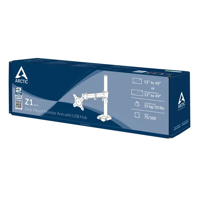 Arctic Monitor Mount Z1 (Gen 3) with USB 2.0 Hub - black matt