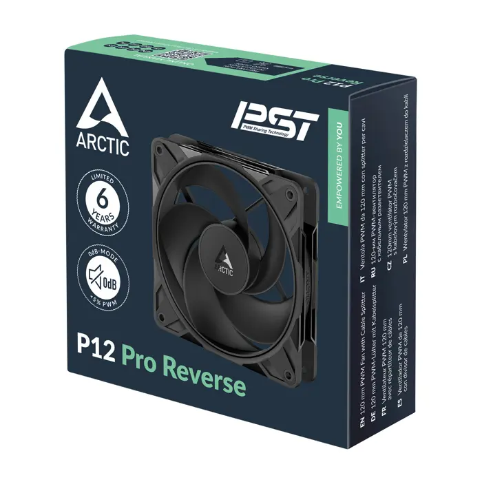 Arctic P12 Pro Reverse 120mm PWM Case Fan Reverse Airflow Black