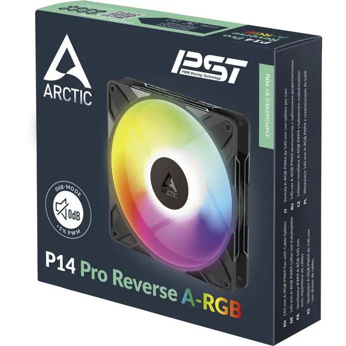 Arctic P14 Pro Reverse A-RGB 140mm PWM Case Fan Reverse Airflow Black ARGB