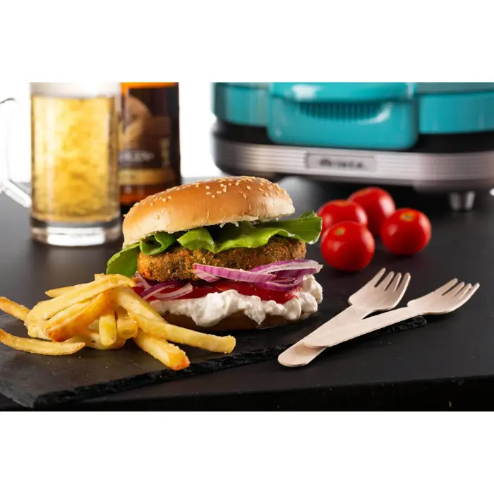 Ariete Hamburger Grill Party Time (light blue/silver, 1,200 watts, 50's style)