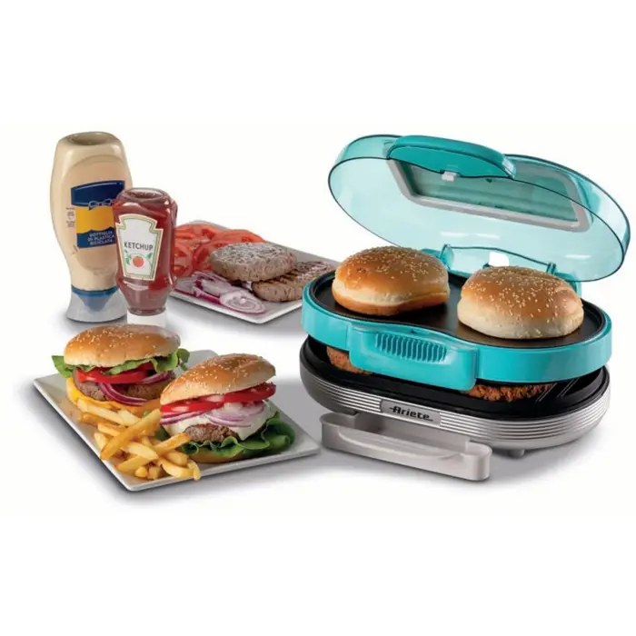 Ariete Hamburger Grill Party Time (light blue/silver, 1,200 watts, 50's style)