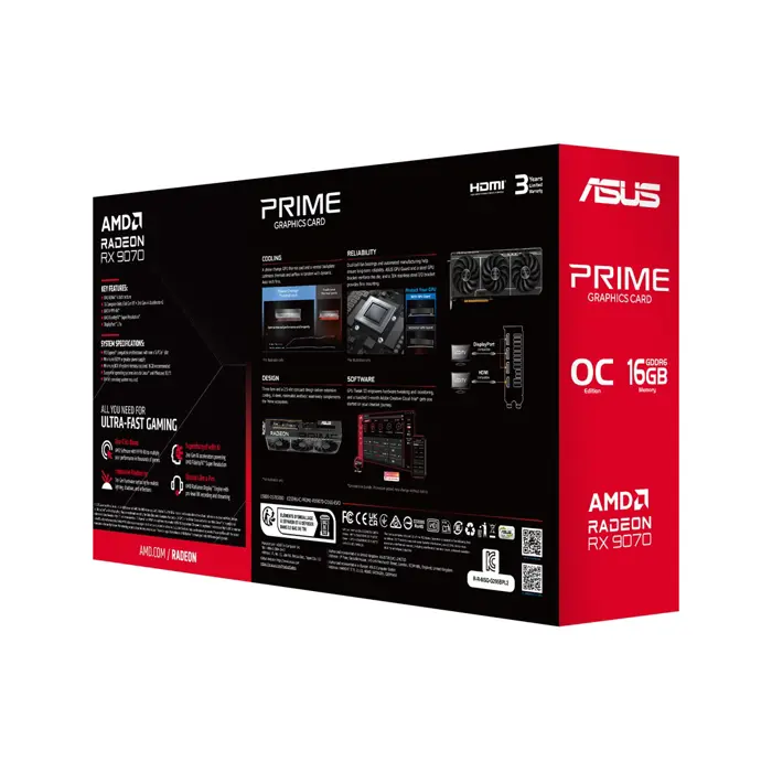 ASUS Prime -RX9070-O16G-EVO AMD Radeon RX 9070 16 GB GDDR6