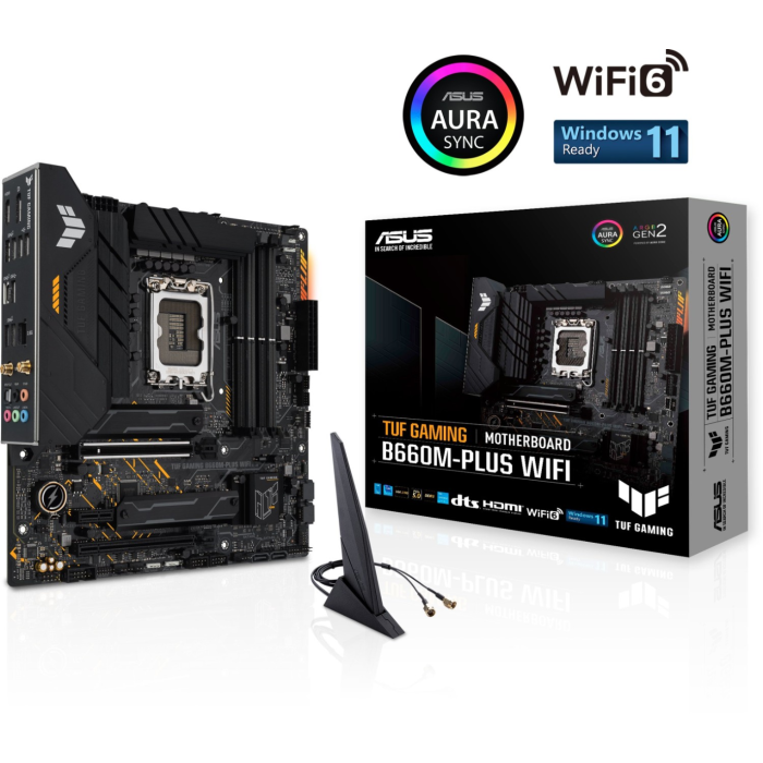 ASUS TUF GAMING B660M-PLUS WIFI, DDR5, SATA3, USB3.2Gen2x2, DP, WiFi, LGA1700 mATX
