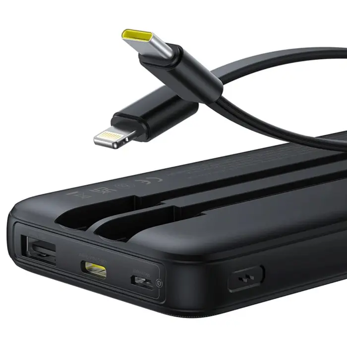 Baseus Lipow Powerbank with dual built-in cable and display 10000mAh 22.5W Black