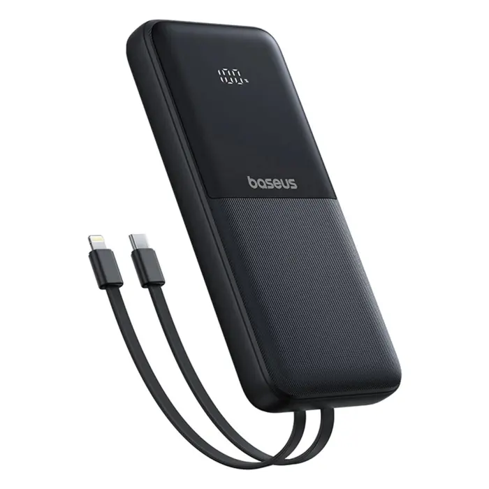 Baseus Lipow Powerbank with dual built-in cable and display 10000mAh 22.5W Black